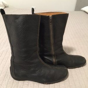 Born Low-Heel, Mid-Calf Boots, Black Pebbled Leather
